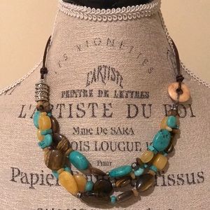 Silpada Brown Leather & Mixed Bead Necklace